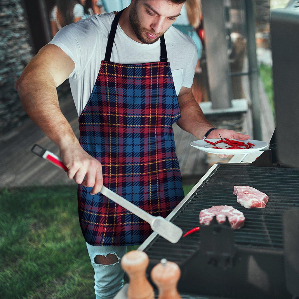 Tartan Red And Blue Plaid Men's Apron-grizzshop