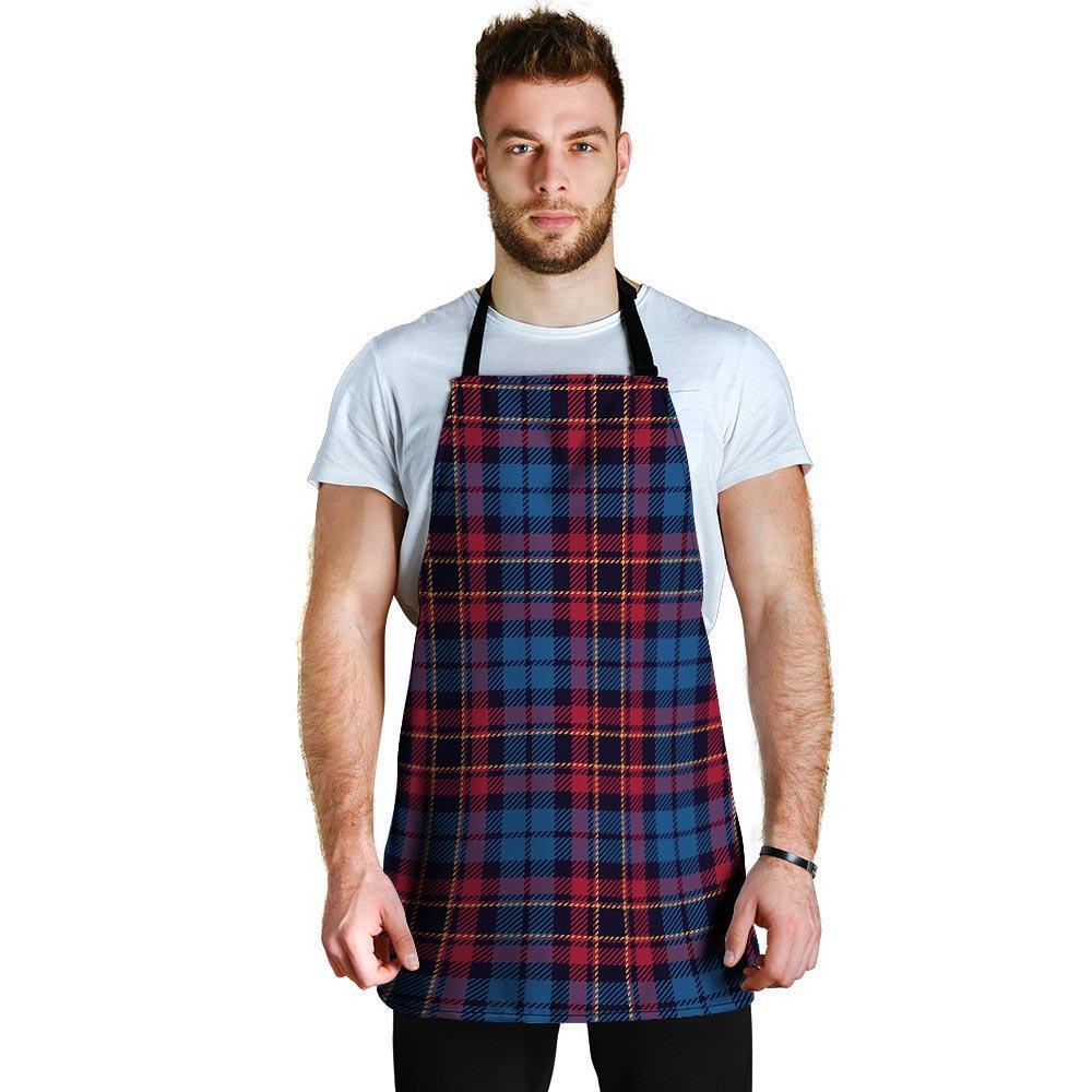 Tartan Red And Blue Plaid Men's Apron-grizzshop