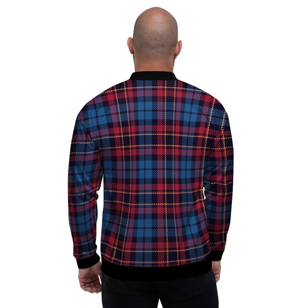 Tartan Red And Blue Plaid Men's Bomber Jacket-grizzshop