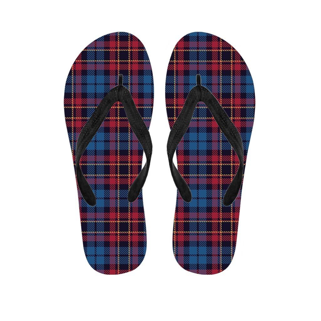 Tartan Red And Blue Plaid Men's Flip Flops-grizzshop