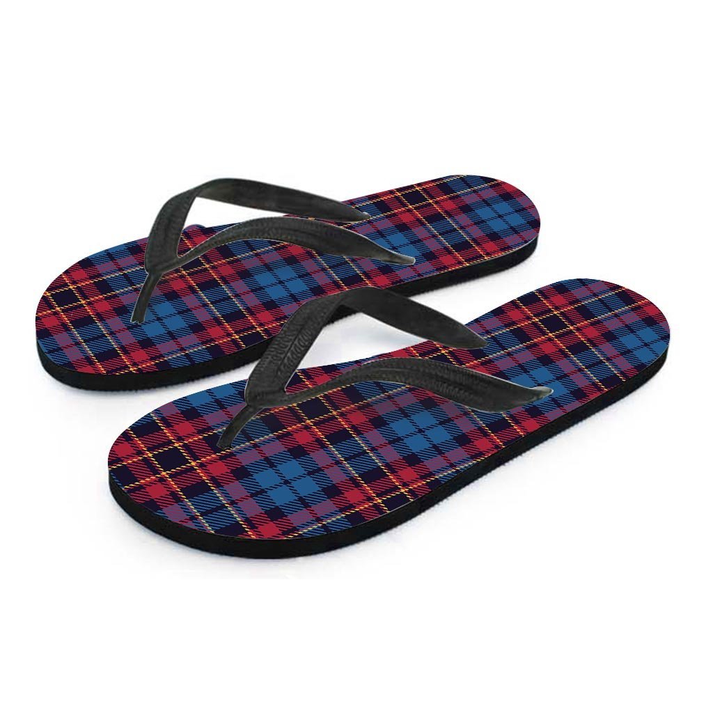 Tartan Red And Blue Plaid Men's Flip Flops-grizzshop