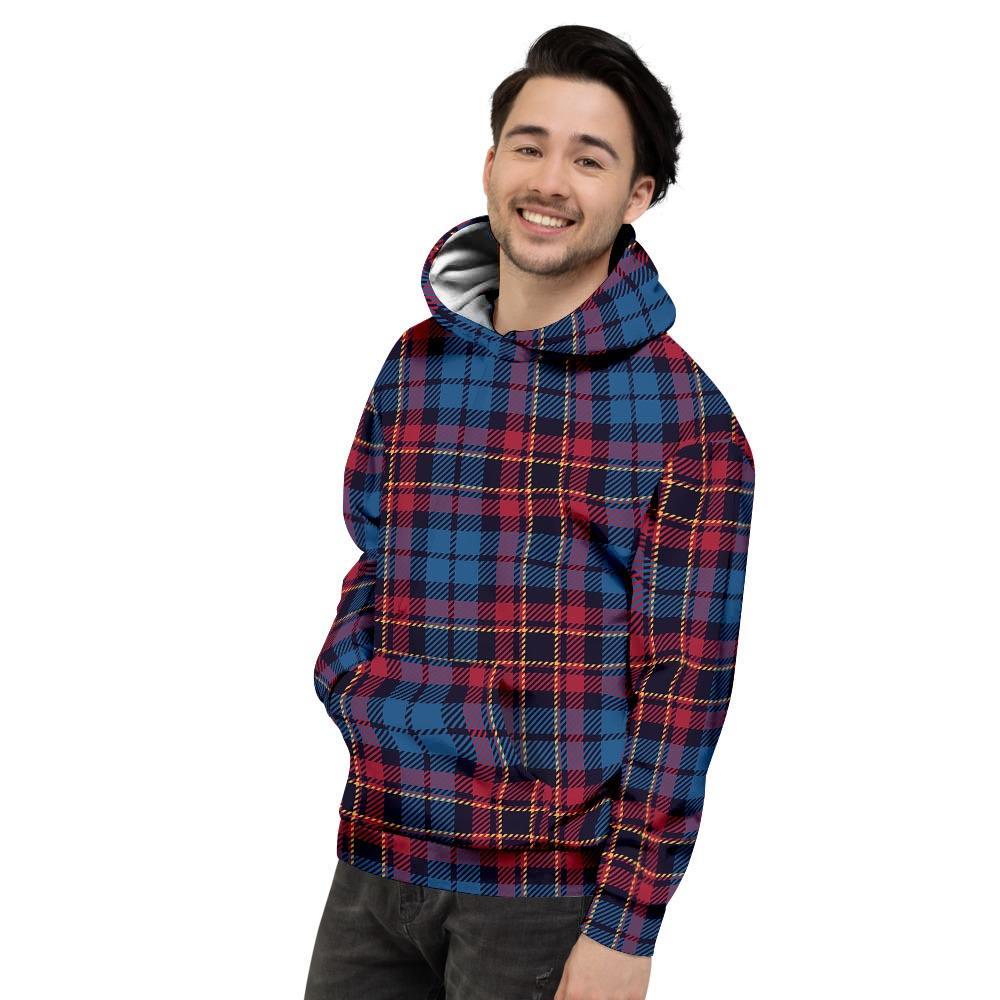Tartan Red And Blue Plaid Men's Hoodie-grizzshop