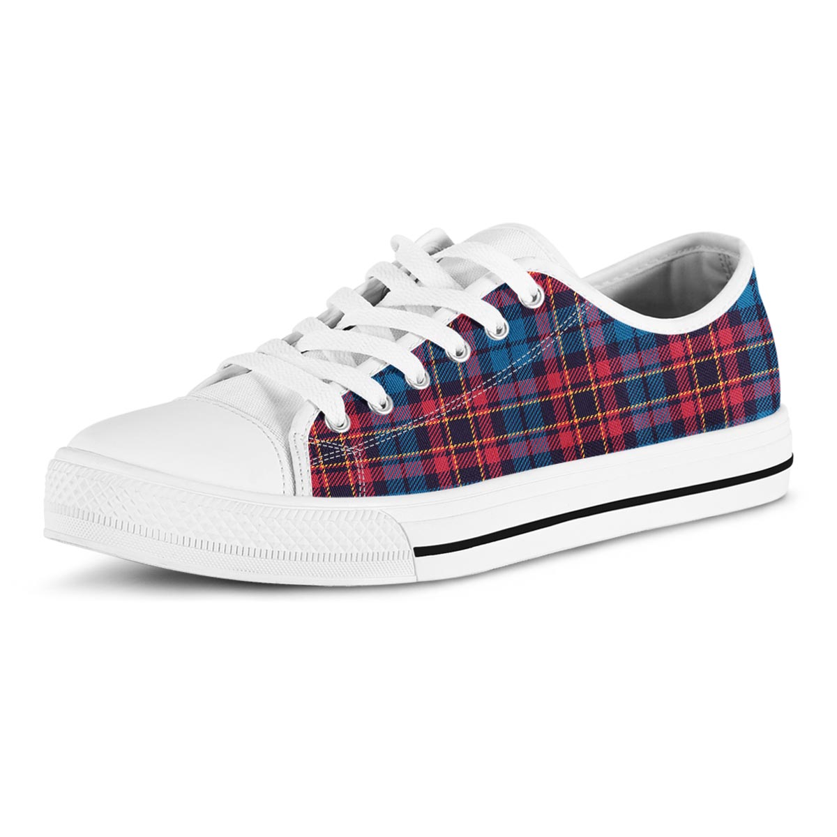 Tartan Red And Blue Plaid Men's Low Top Shoes-grizzshop