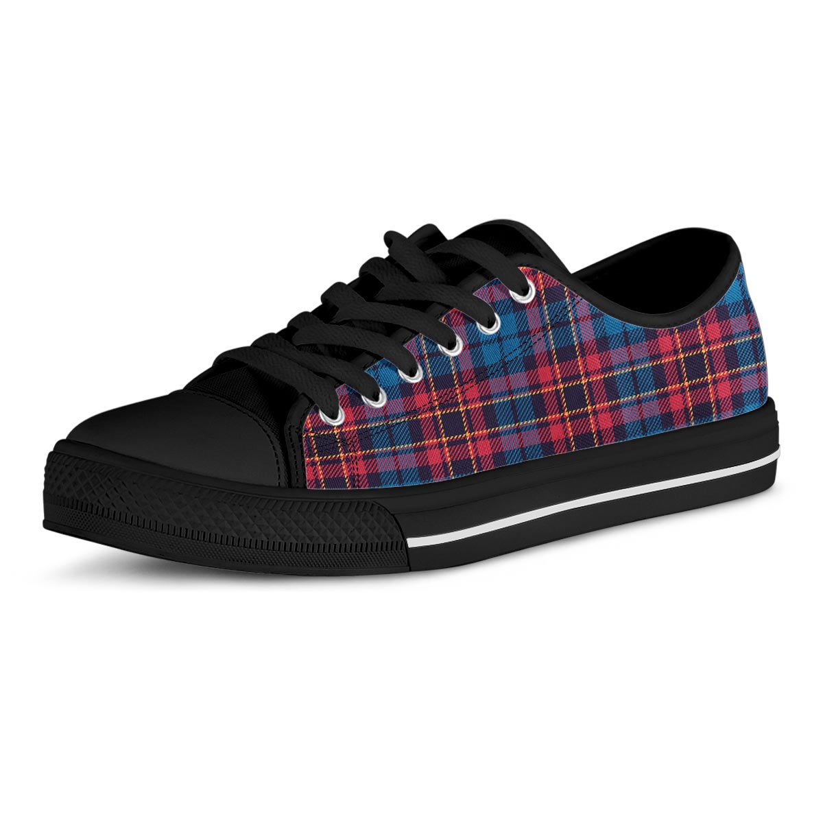 Tartan Red And Blue Plaid Men's Low Top Shoes-grizzshop