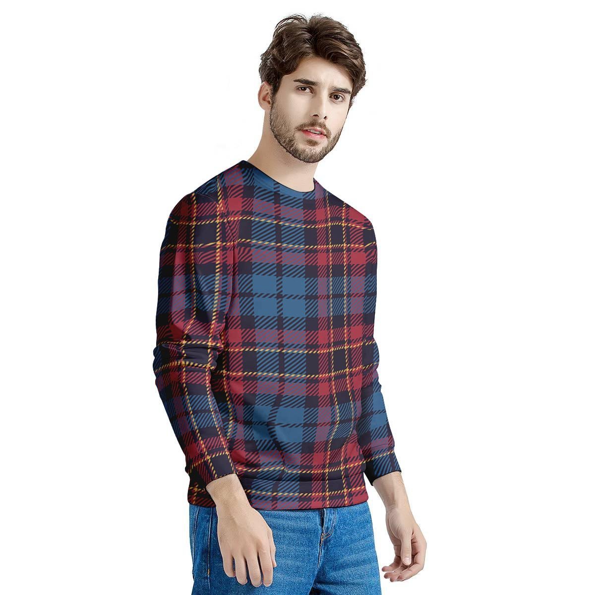 Tartan Red And Blue Plaid Men's Sweatshirt-grizzshop