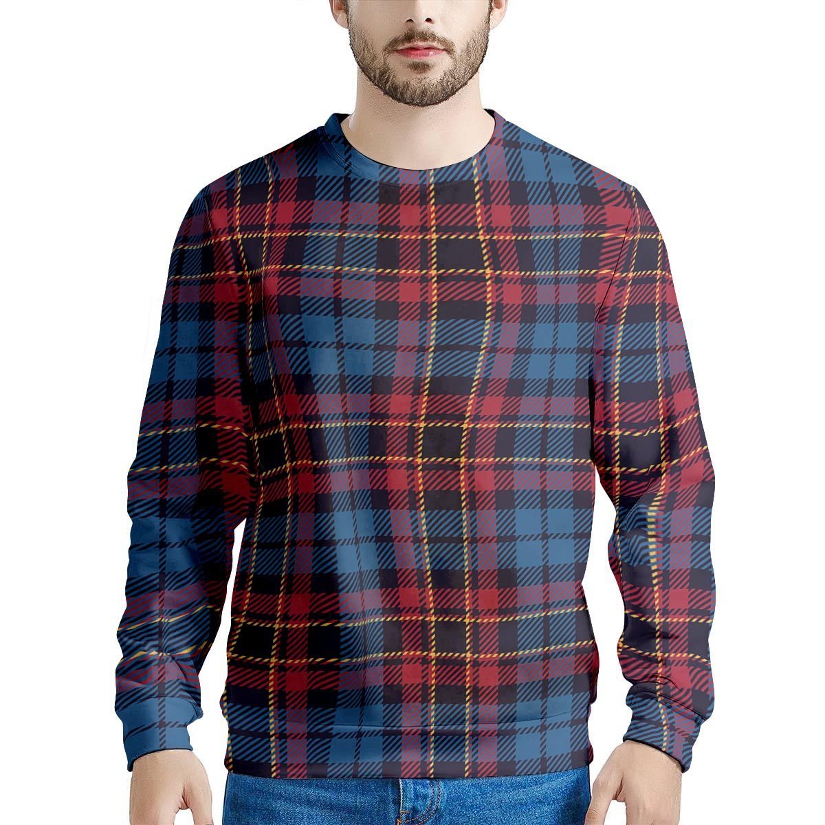 Tartan Red And Blue Plaid Men's Sweatshirt-grizzshop