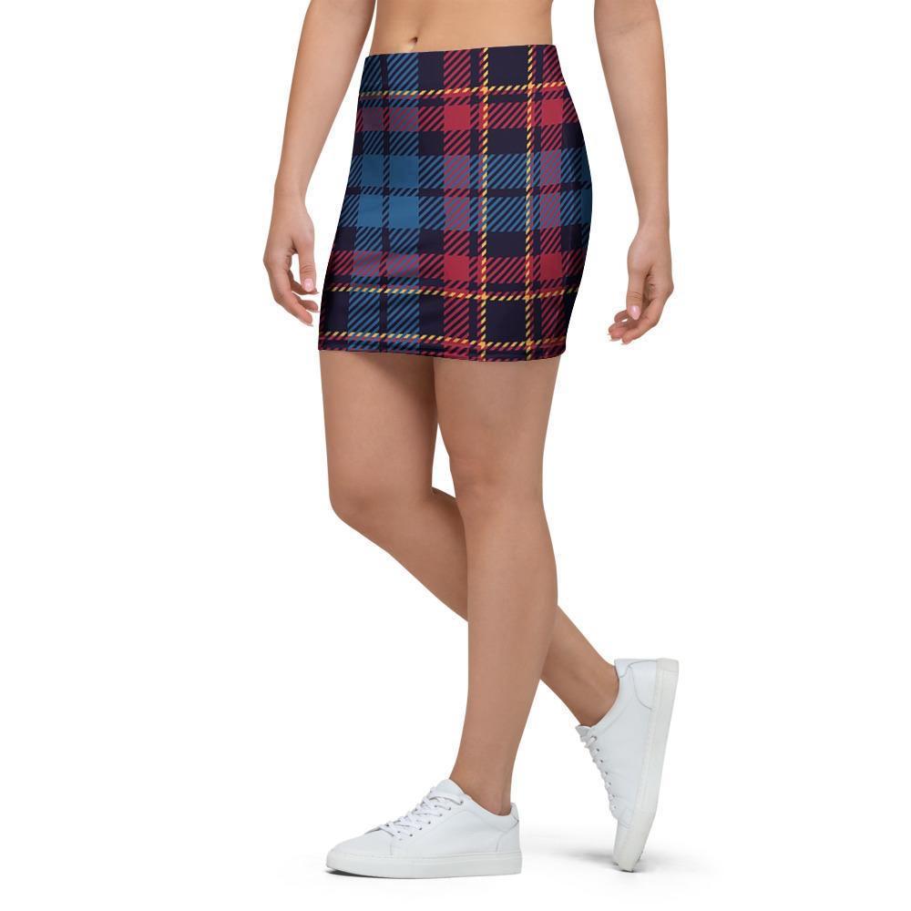 Tartan Red And Blue Plaid Mini Skirt-grizzshop