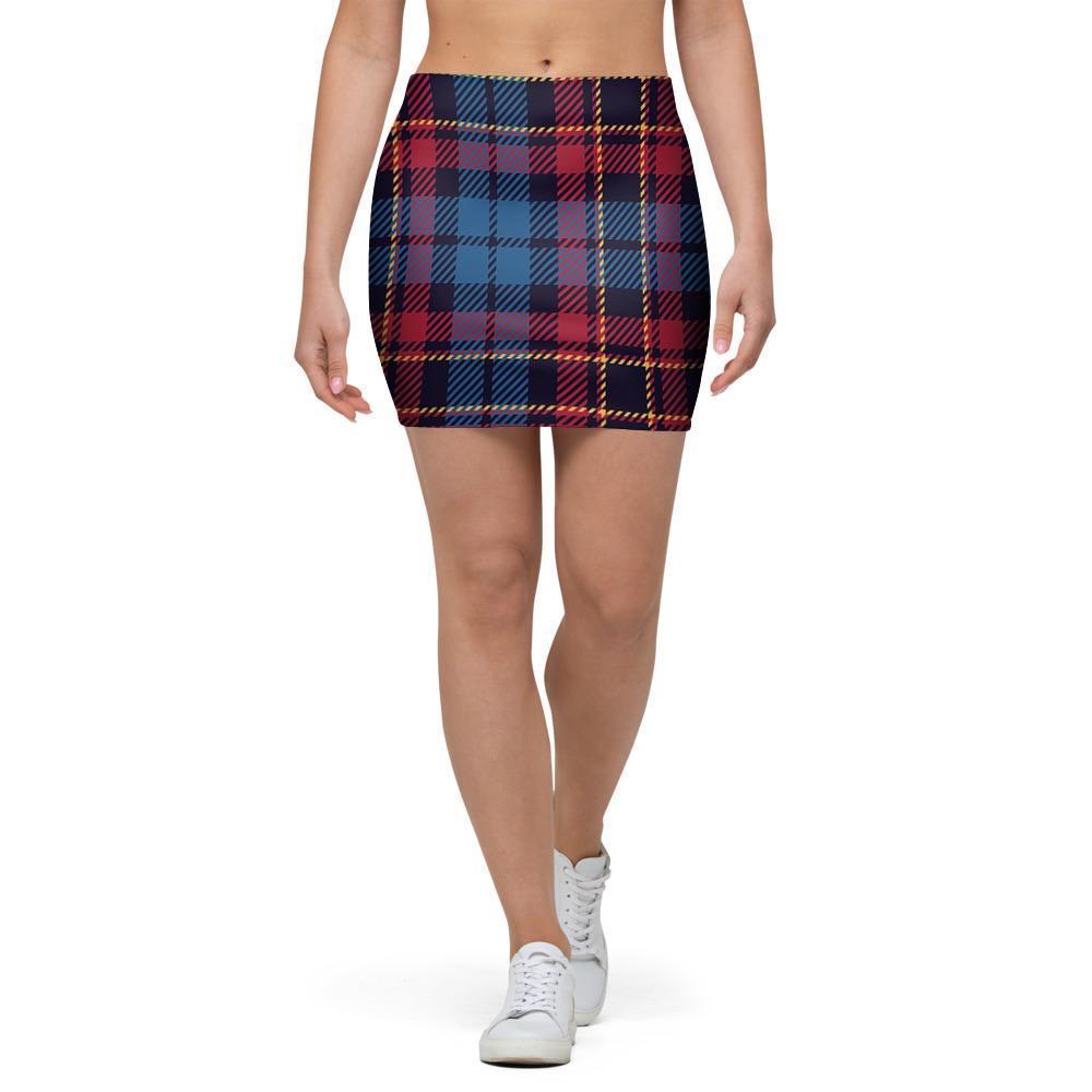 Tartan Red And Blue Plaid Mini Skirt-grizzshop