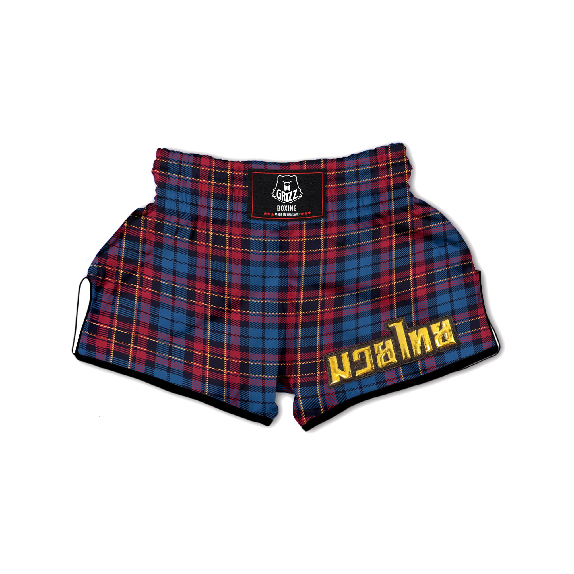 Tartan Red And Blue Plaid Muay Thai Boxing Shorts-grizzshop