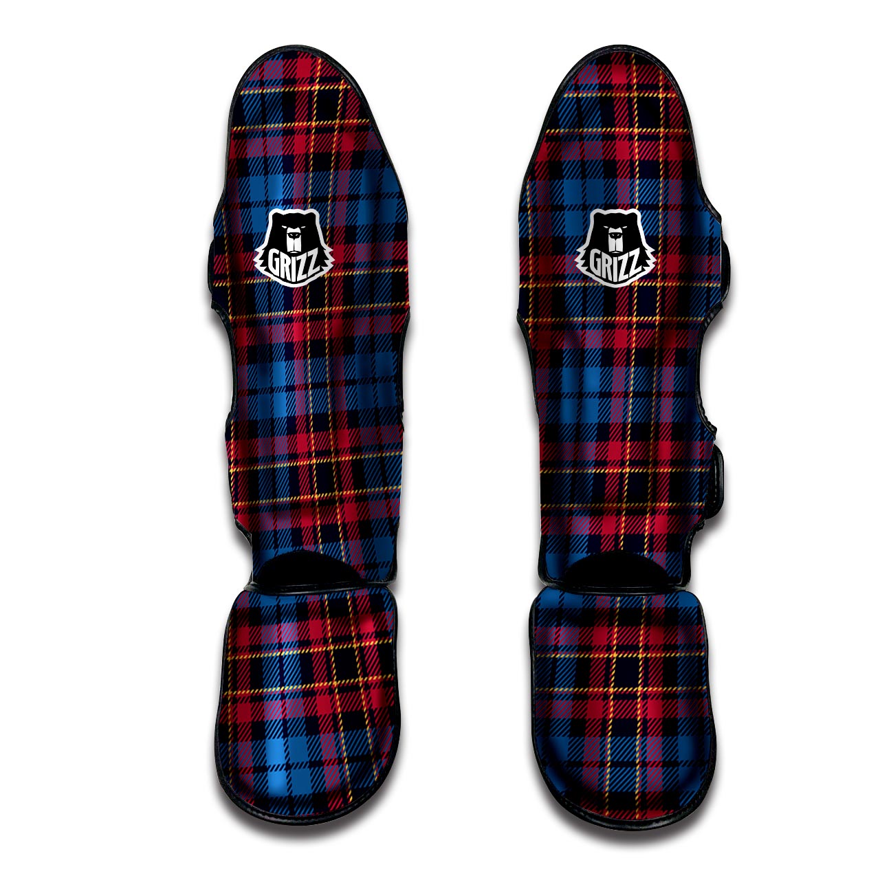 Tartan Red And Blue Plaid Muay Thai Shin Guard-grizzshop