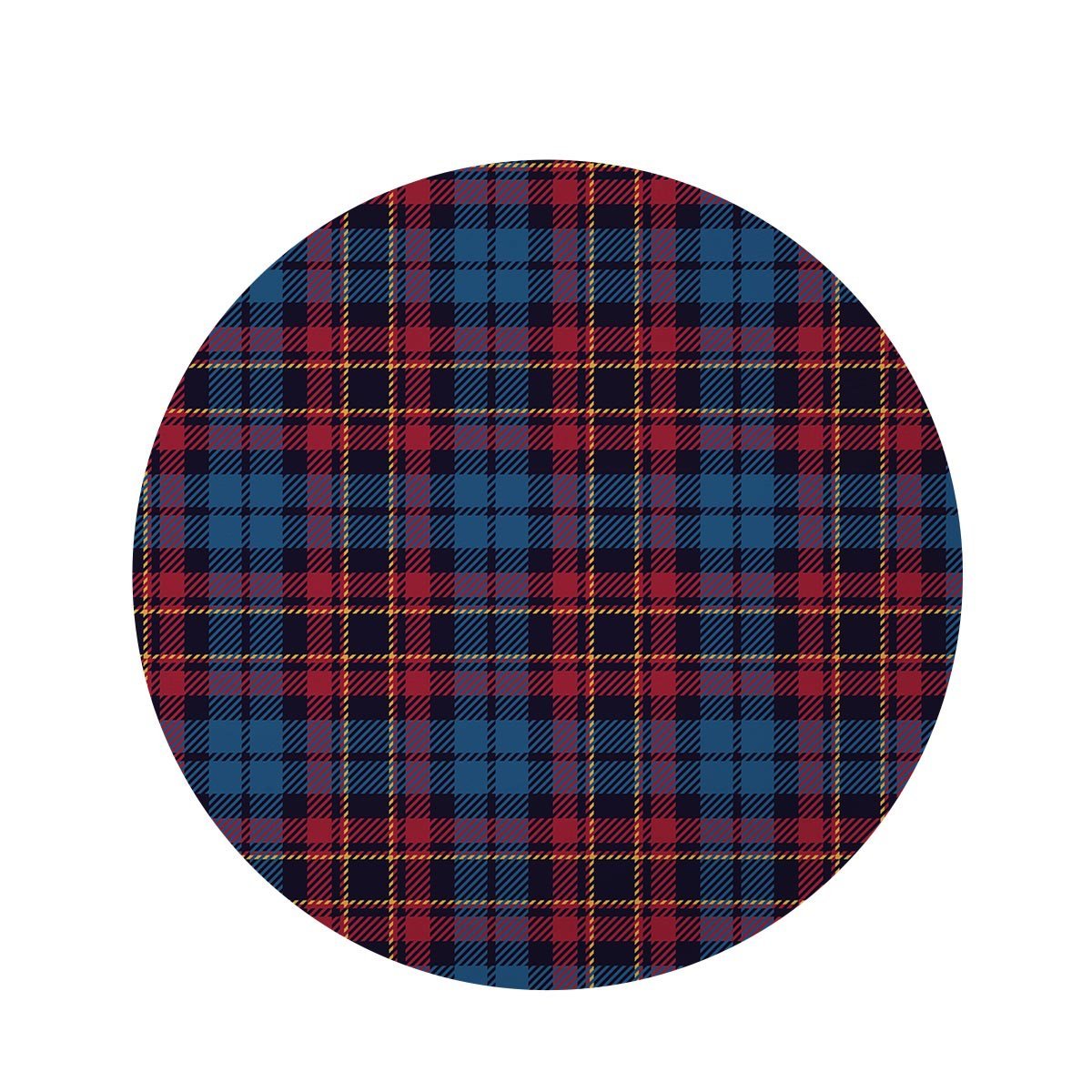 Tartan Red And Blue Plaid Round Rug-grizzshop