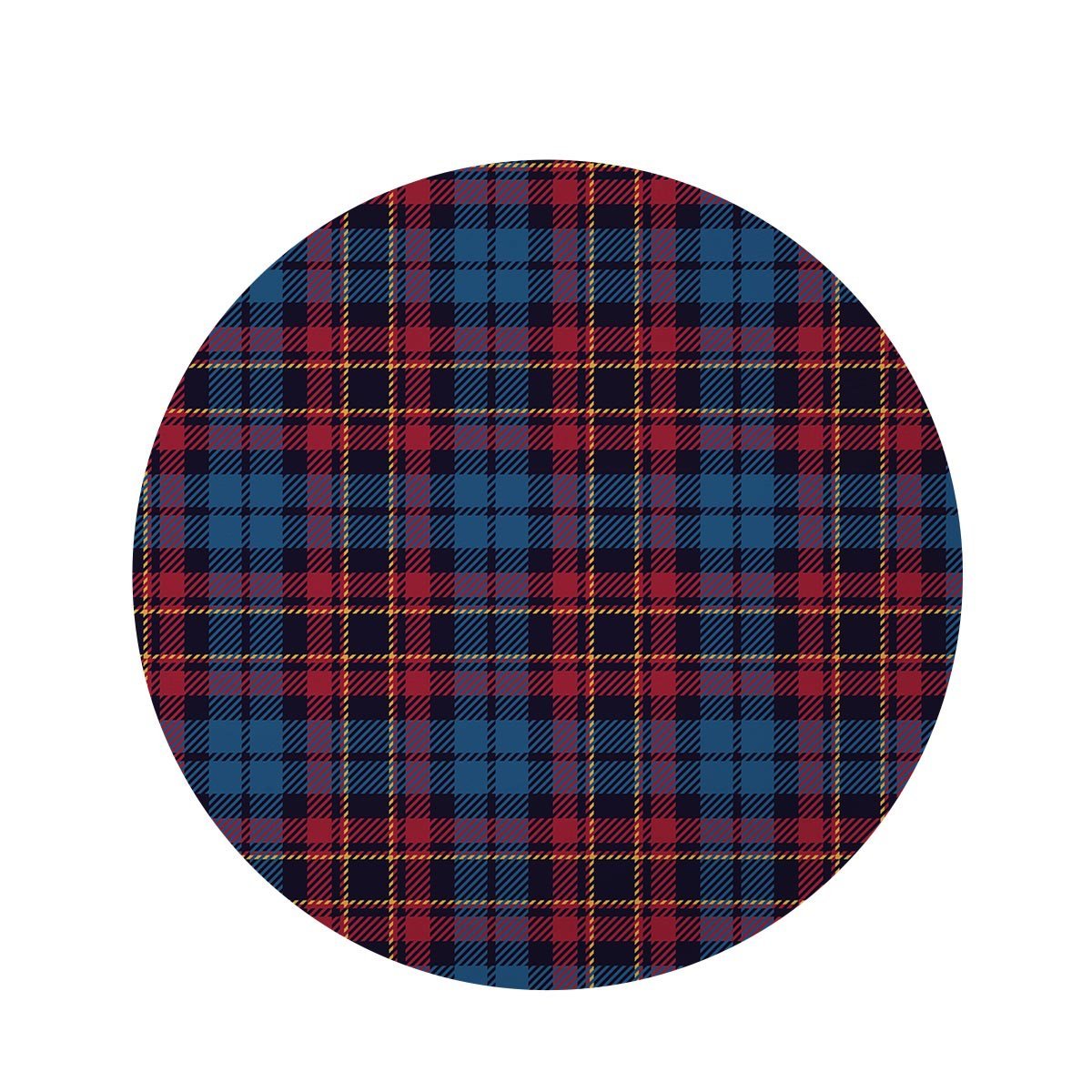 Tartan Red And Blue Plaid Round Rug-grizzshop