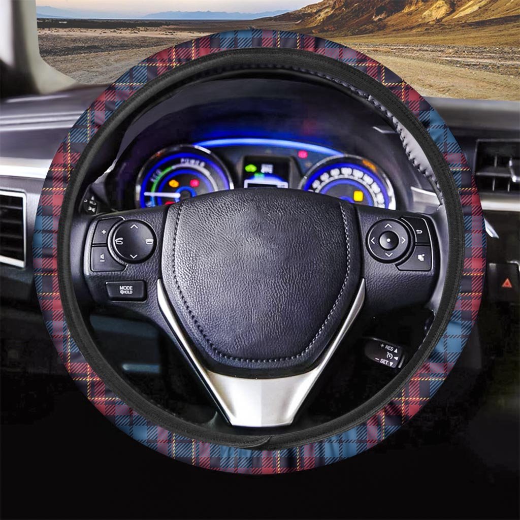 Tartan Red And Blue Plaid Steering Wheel Cover-grizzshop