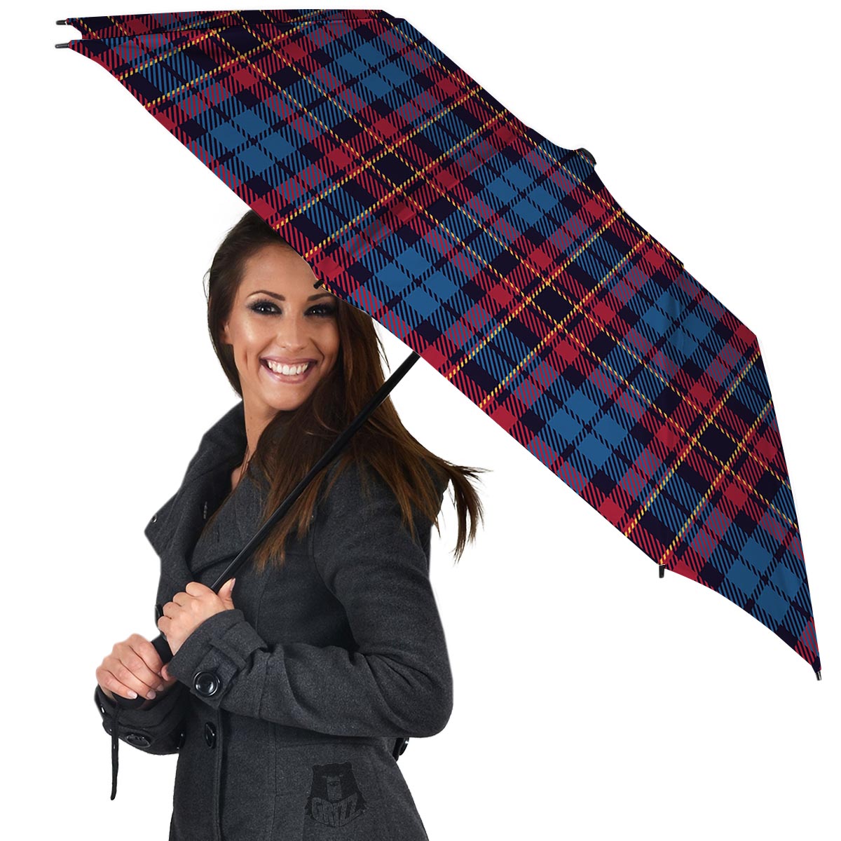 Tartan Red And Blue Plaid Umbrella-grizzshop