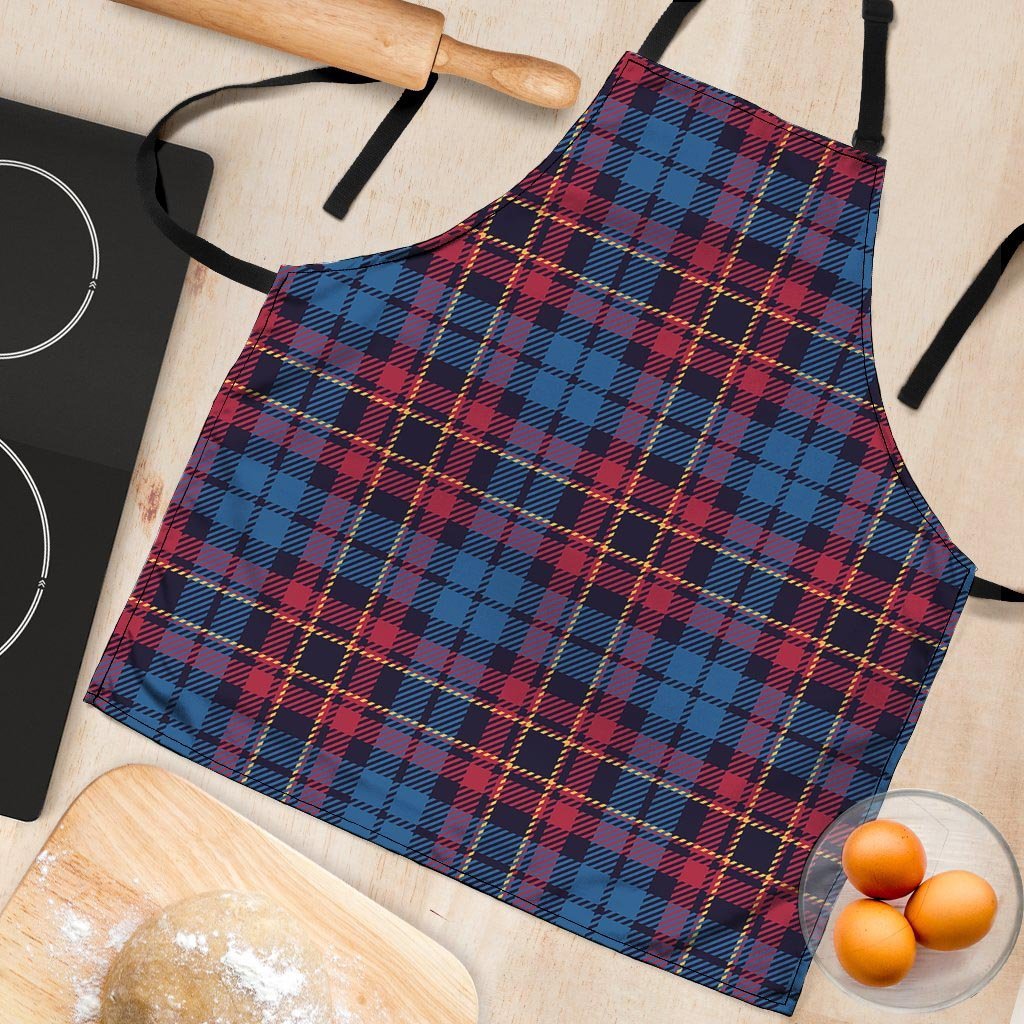 Tartan Red And Blue Plaid Women's Apron-grizzshop