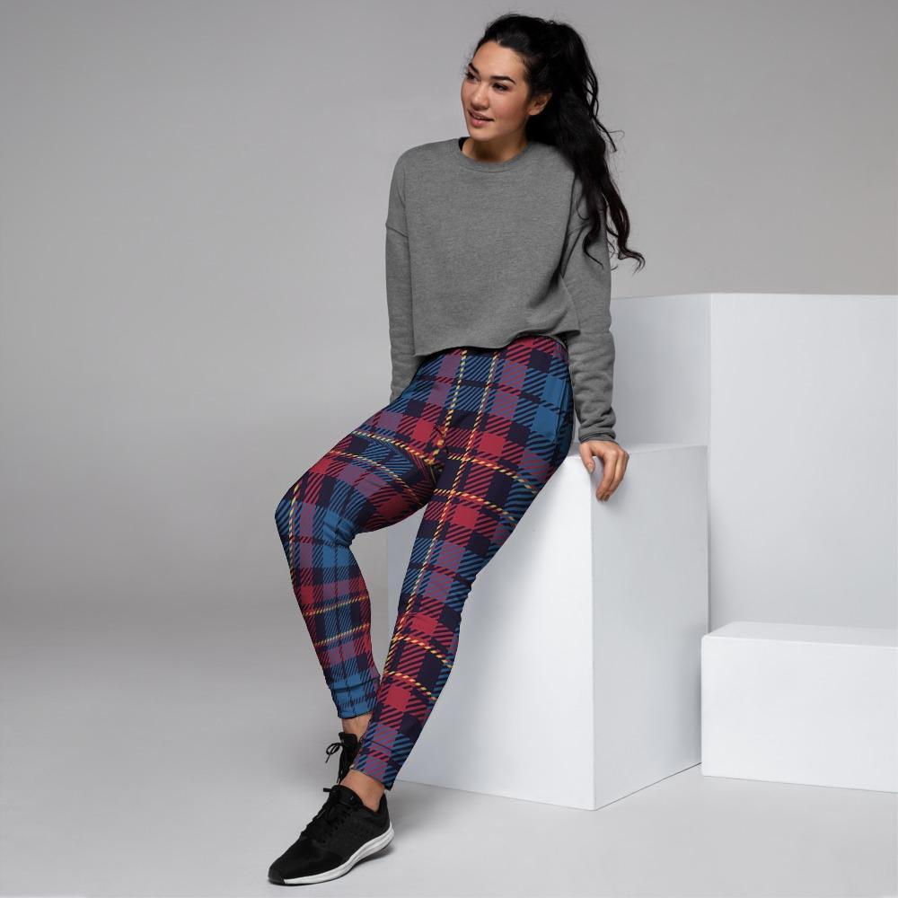 Tartan Red And Blue Plaid Women's Joggers-grizzshop