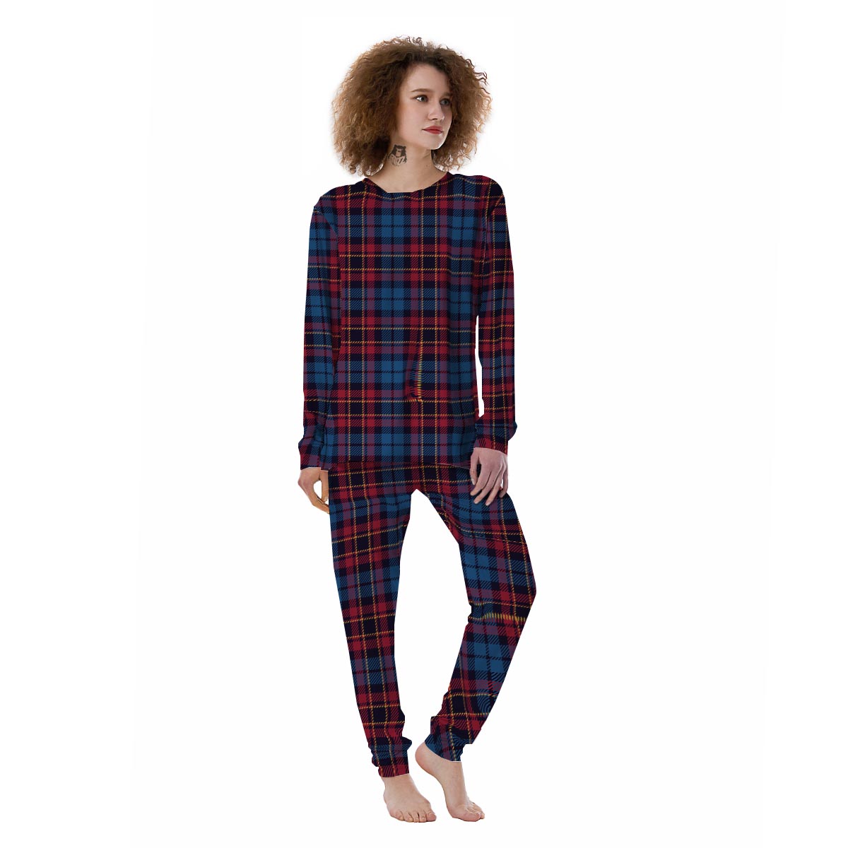 Tartan Red And Blue Plaid Women's Pajamas-grizzshop