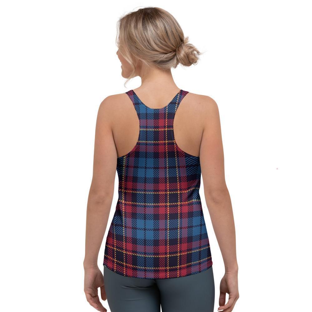 Tartan Red And Blue Plaid Women's Racerback Tank Top-grizzshop