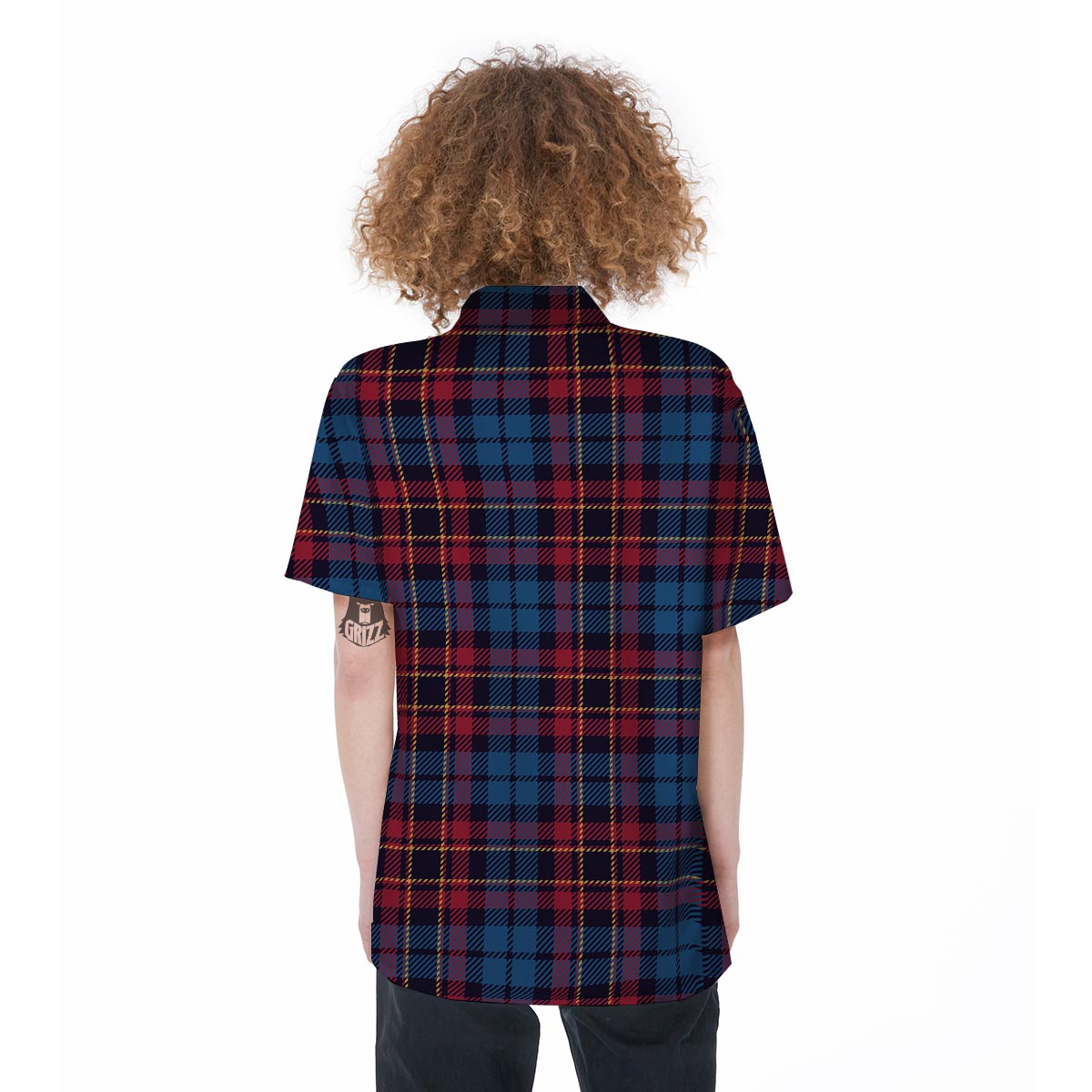 Tartan Red And Blue Plaid Women's Short Sleeve Shirts-grizzshop