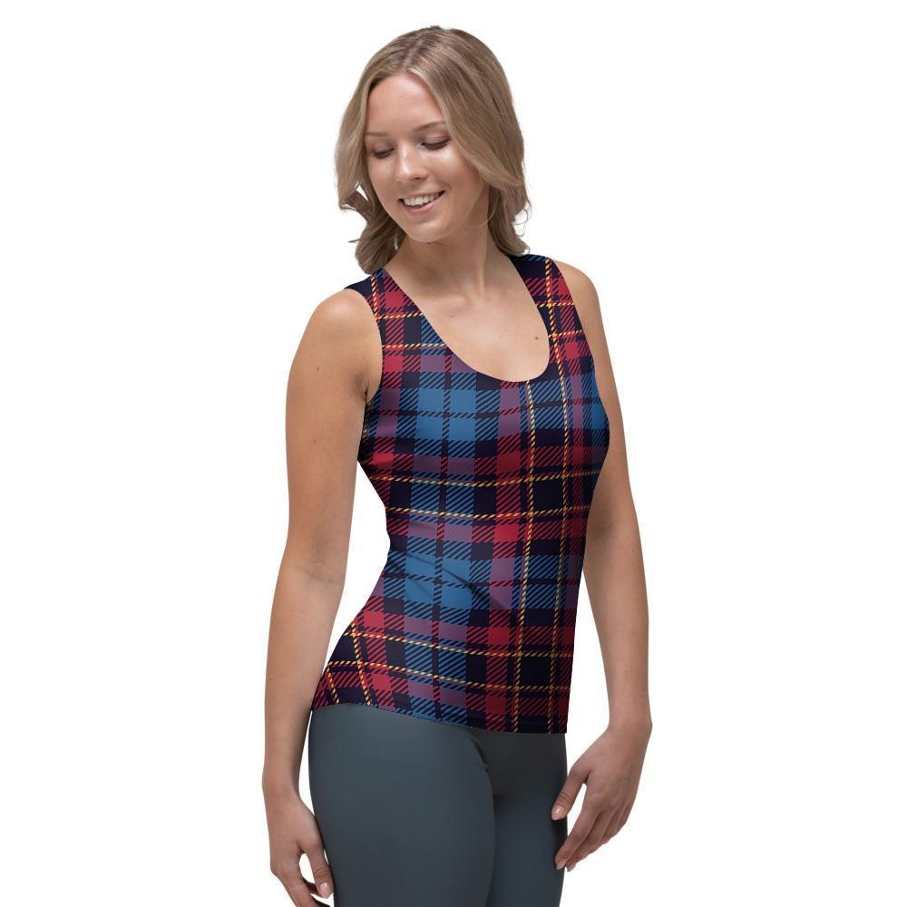Tartan Red And Blue Plaid Women's Tank Top-grizzshop