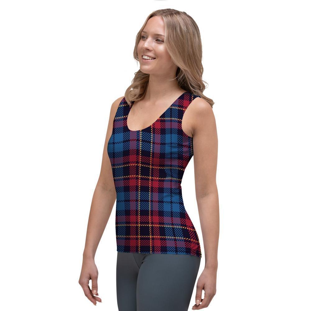 Tartan Red And Blue Plaid Women's Tank Top-grizzshop