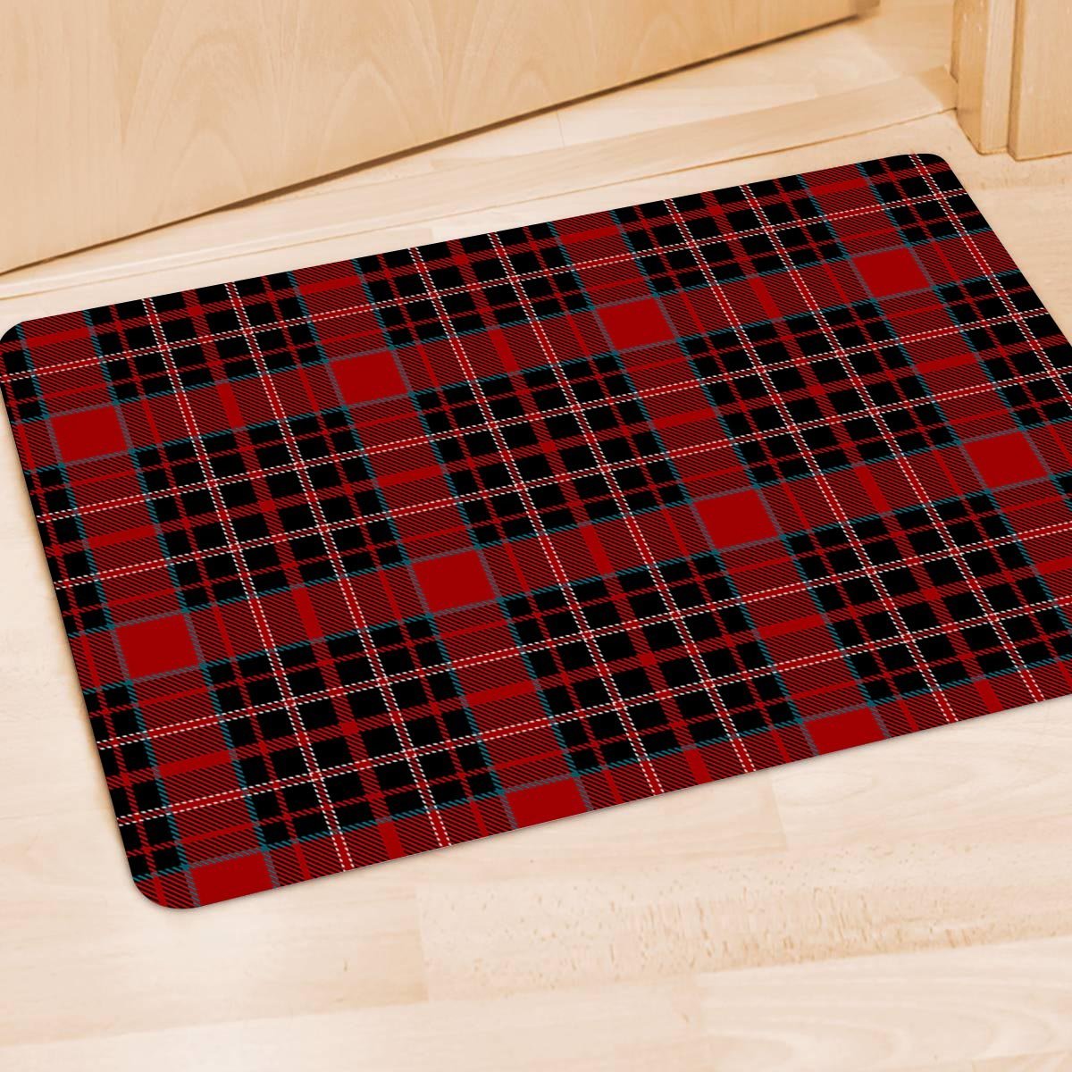 Tartan Red Plaid Door Mat-grizzshop