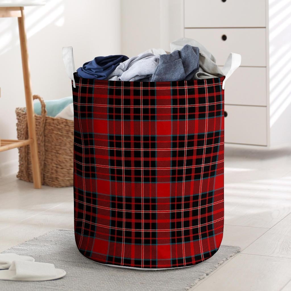 Tartan Red Plaid Laundry Basket-grizzshop