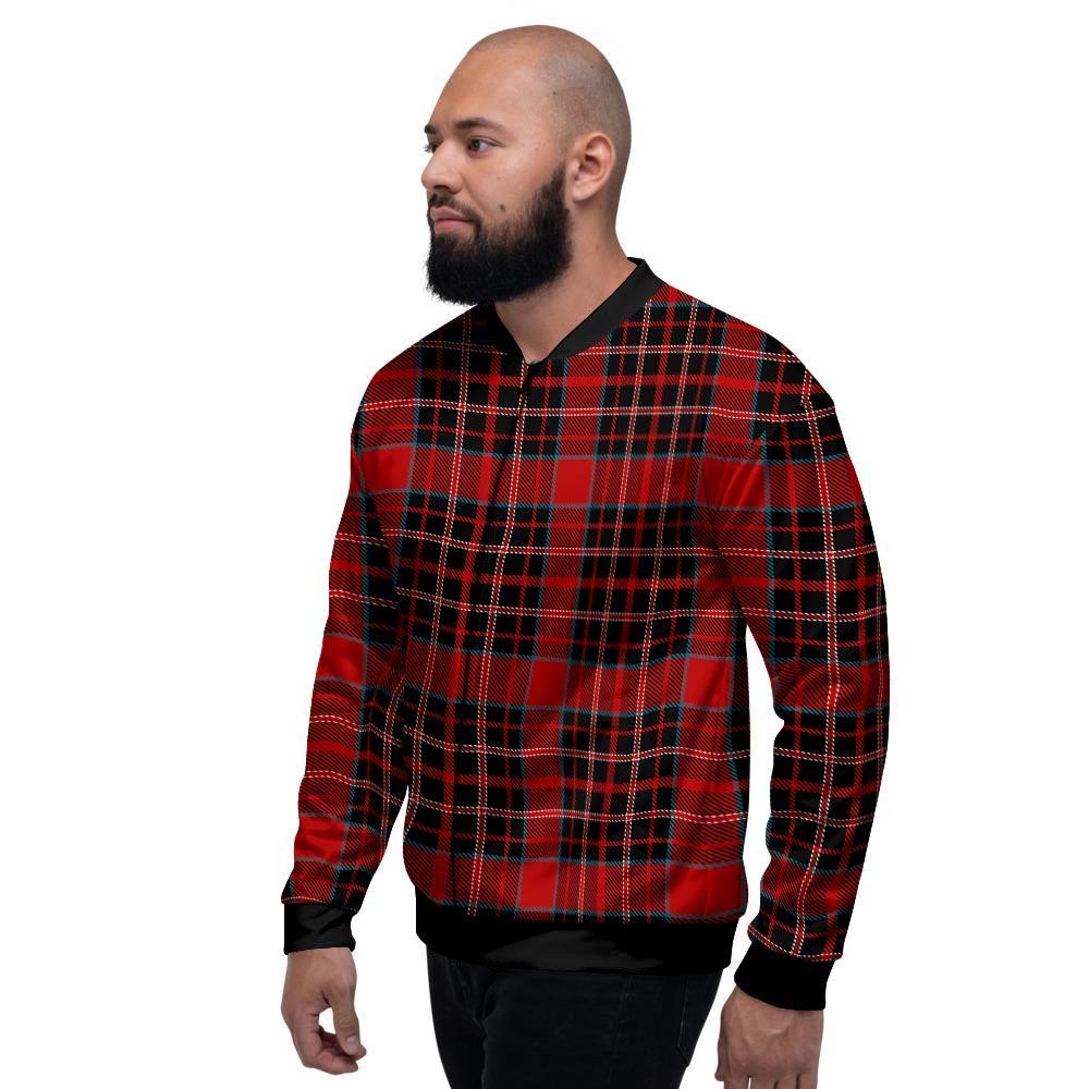 Tartan Red Plaid Men's Bomber Jacket-grizzshop