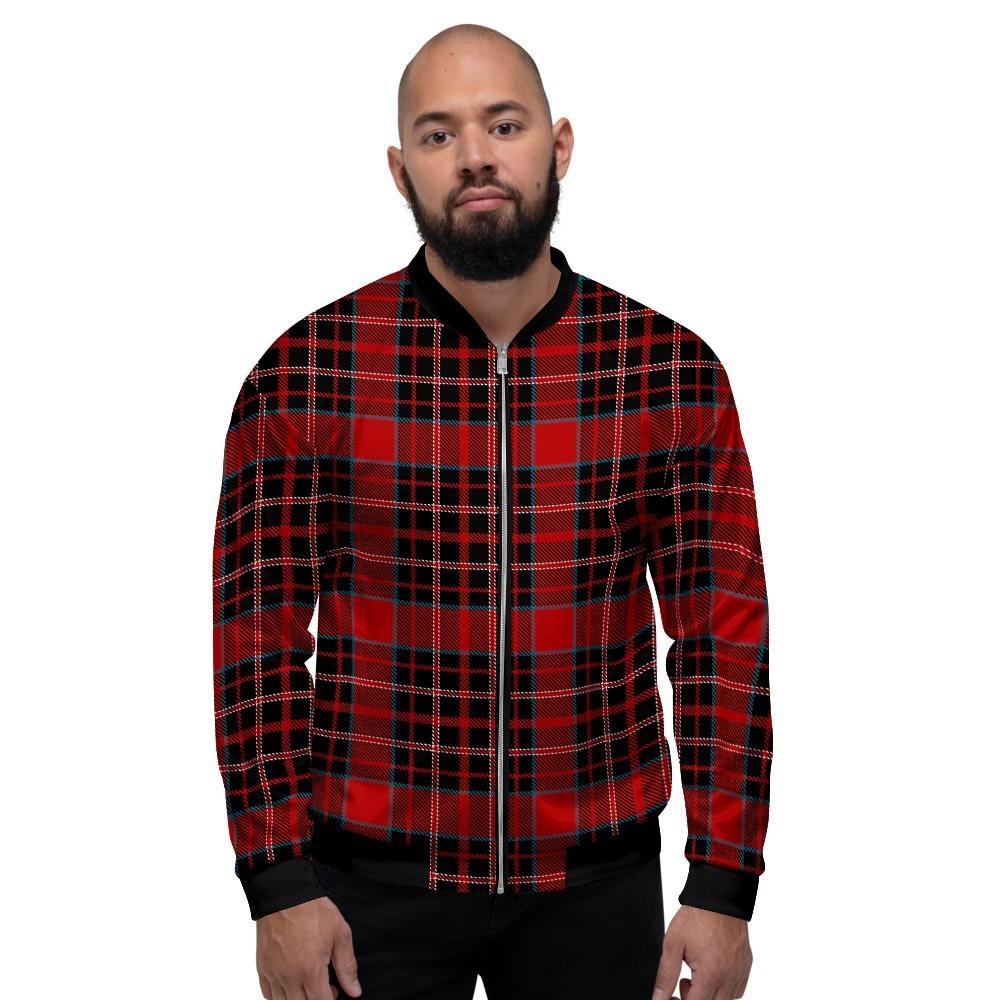 Tartan Red Plaid Men's Bomber Jacket-grizzshop