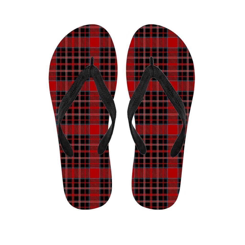 Tartan Red Plaid Men's Flip Flops-grizzshop