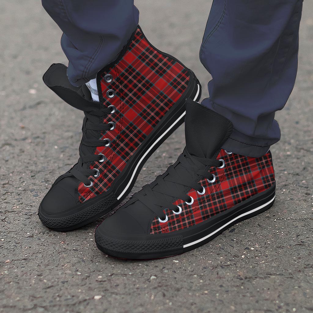 Tartan Red Plaid Men's High Top Shoes-grizzshop