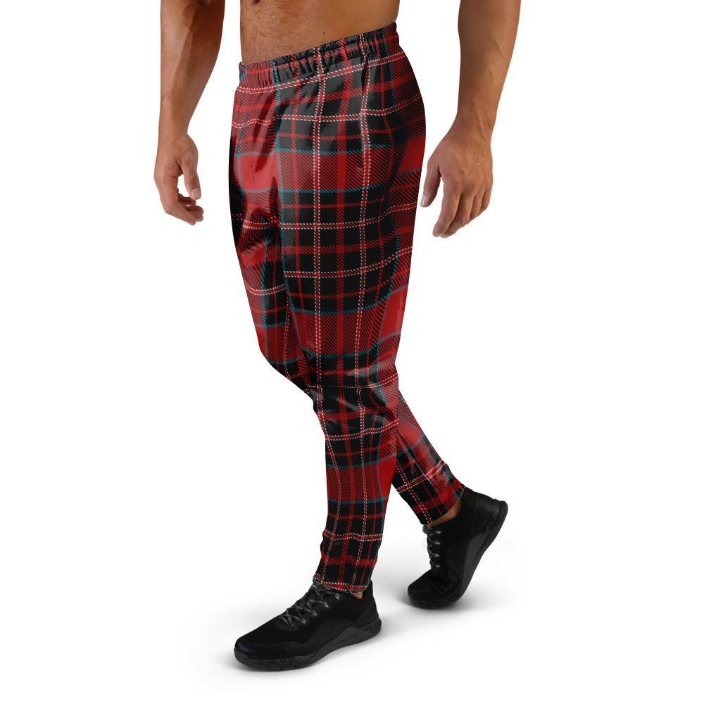 Tartan Red Plaid Men's Joggers-grizzshop