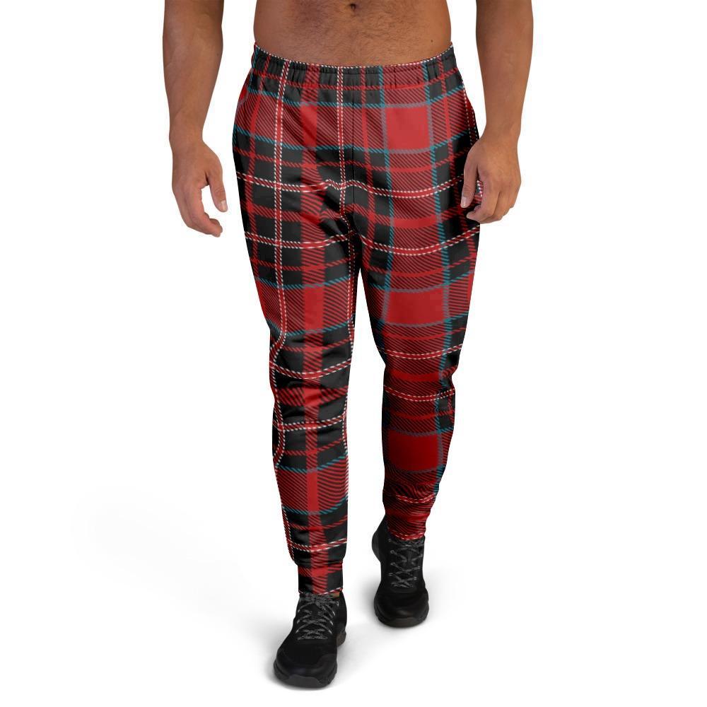 Tartan Red Plaid Men's Joggers-grizzshop