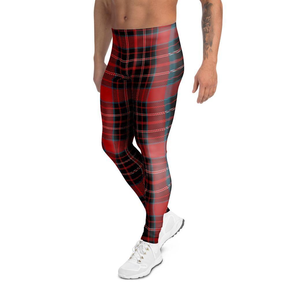 Tartan Red Plaid Men's Leggings-grizzshop