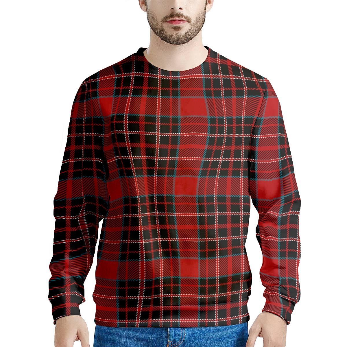 Tartan Red Plaid Men's Sweatshirt-grizzshop