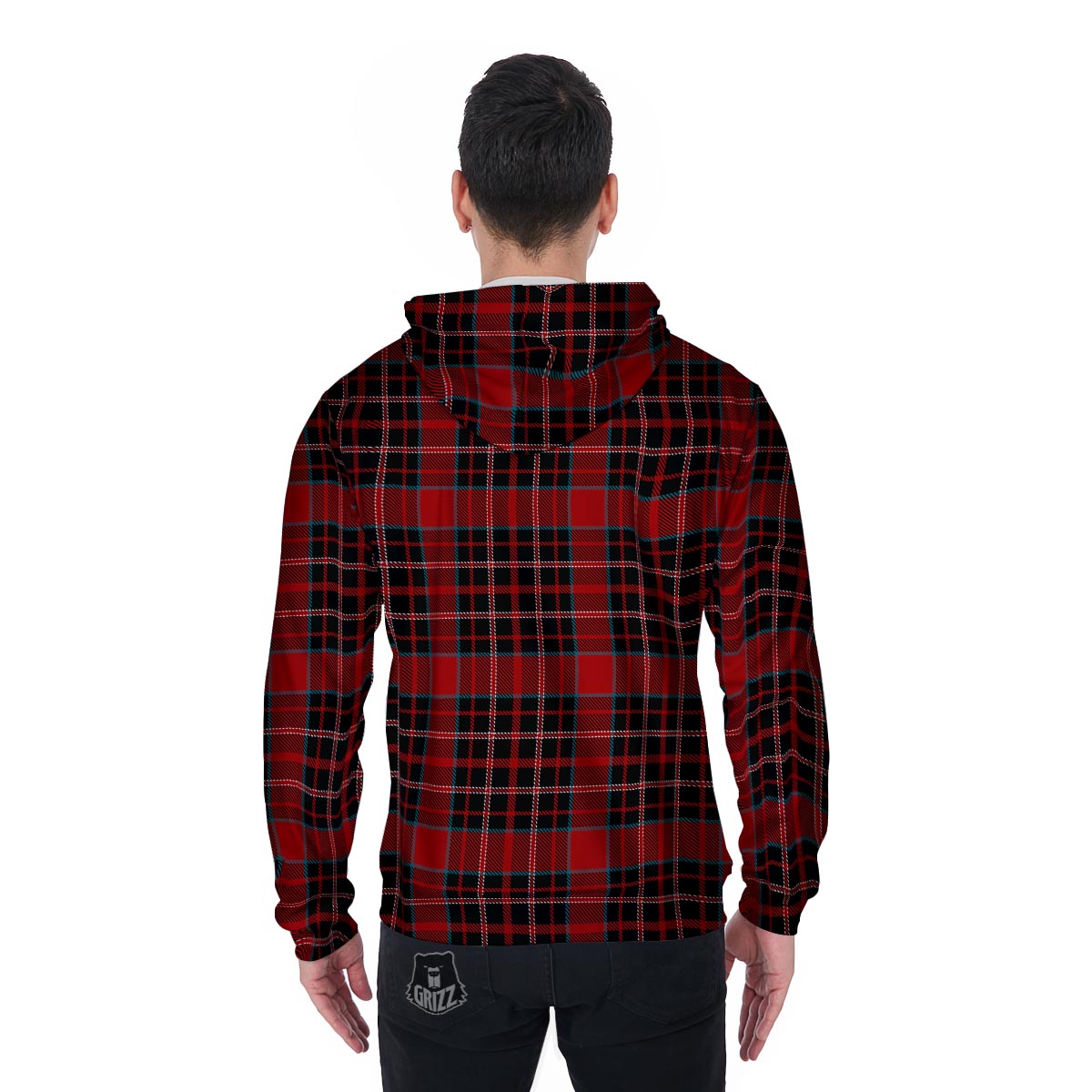 Tartan Red Plaid Men's Zip Up Hoodie-grizzshop