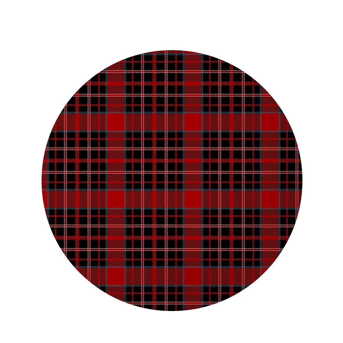 Tartan Red Plaid Round Rug-grizzshop