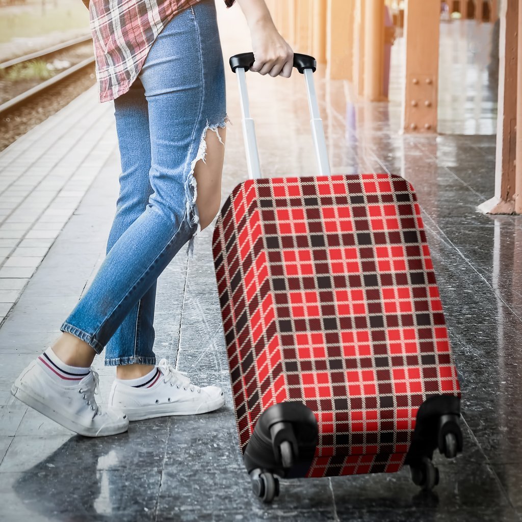 Tartan Red Plaid Scottish Royal Stewart Luggage Cover Protector-grizzshop