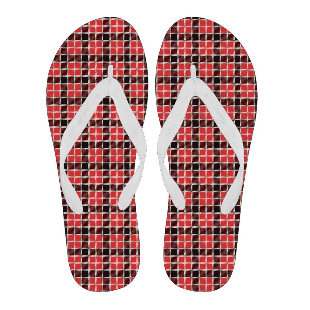 Tartan Red Plaid Scottish Royal Stewart Men & Women Flip Flops-grizzshop