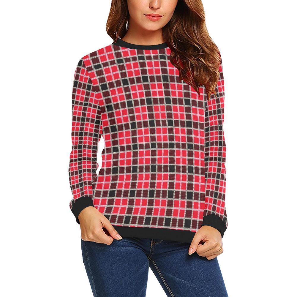 Tartan Red Plaid Scottish Royal Stewart Women Crewneck Sweatshirt-grizzshop