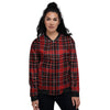 Tartan Red Plaid Women's Bomber Jacket-grizzshop