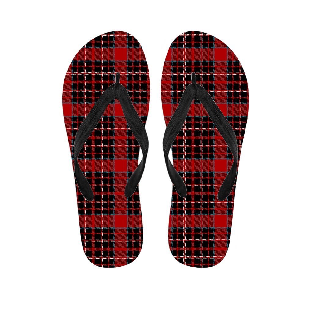 Tartan Red Plaid Women's Flip Flops-grizzshop