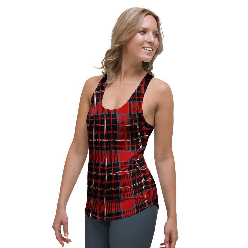 Tartan Red Plaid Women's Racerback Tank Top-grizzshop