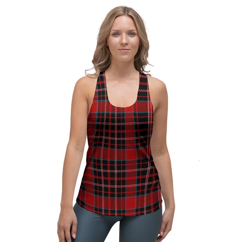 Tartan Red Plaid Women's Racerback Tank Top-grizzshop