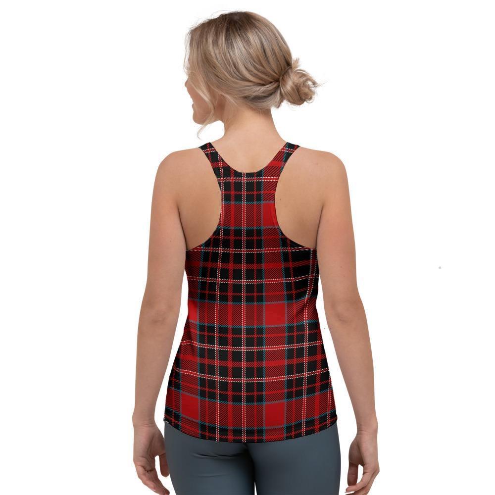 Tartan Red Plaid Women's Racerback Tank Top-grizzshop