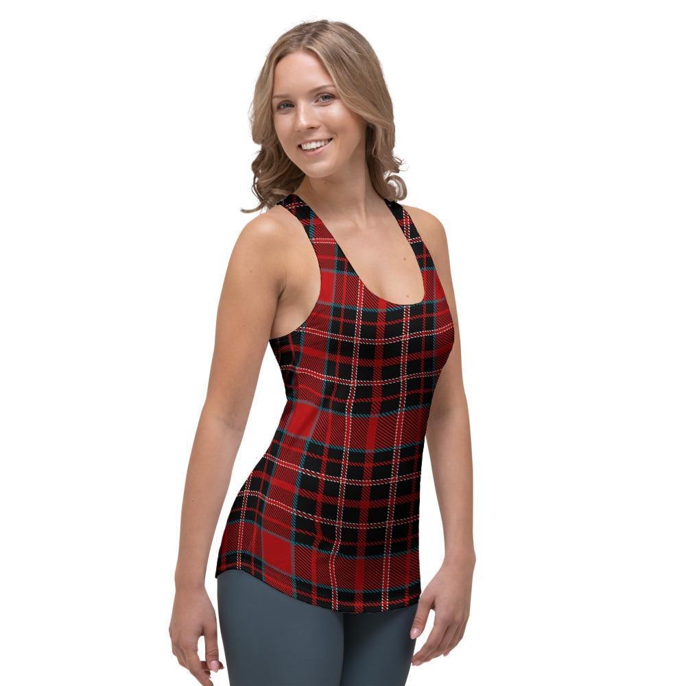 Tartan Red Plaid Women's Racerback Tank Top-grizzshop