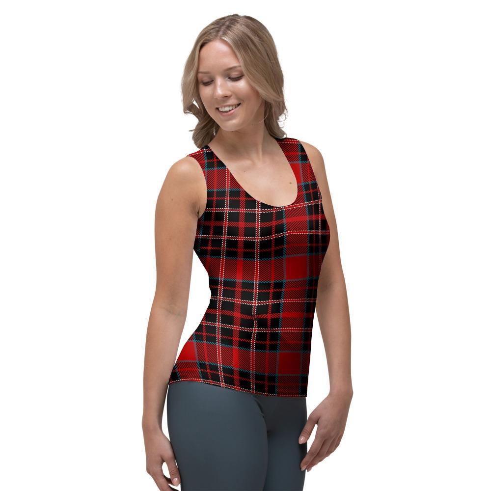 Tartan Red Plaid Women's Tank Top-grizzshop