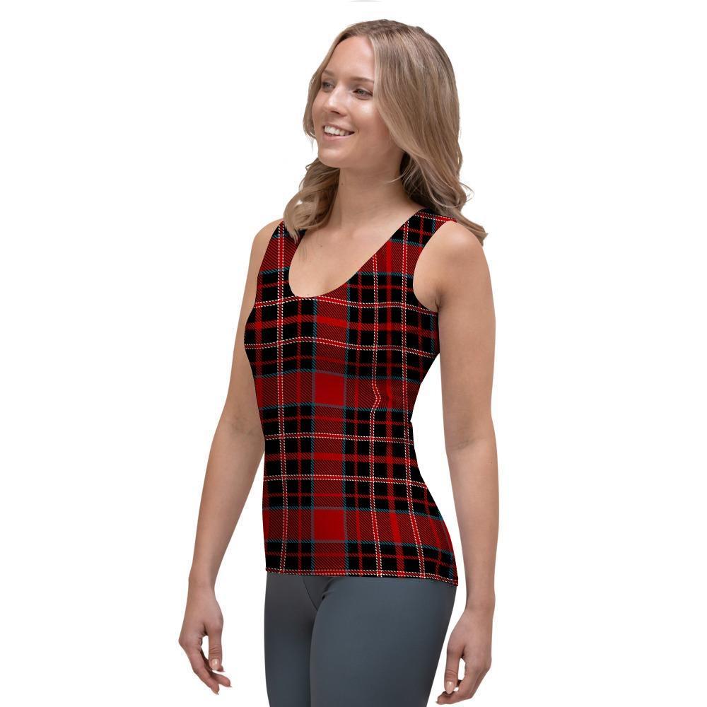 Tartan Red Plaid Women's Tank Top-grizzshop
