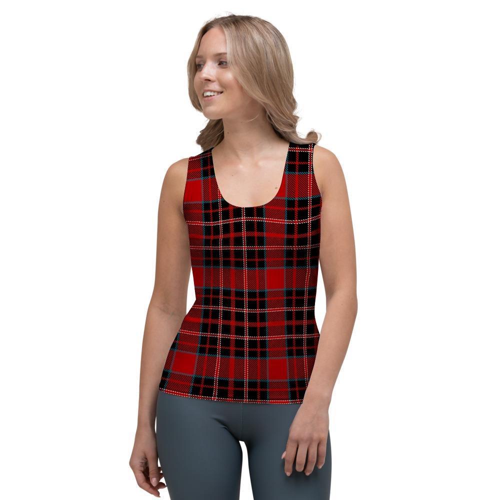 Tartan Red Plaid Women's Tank Top-grizzshop