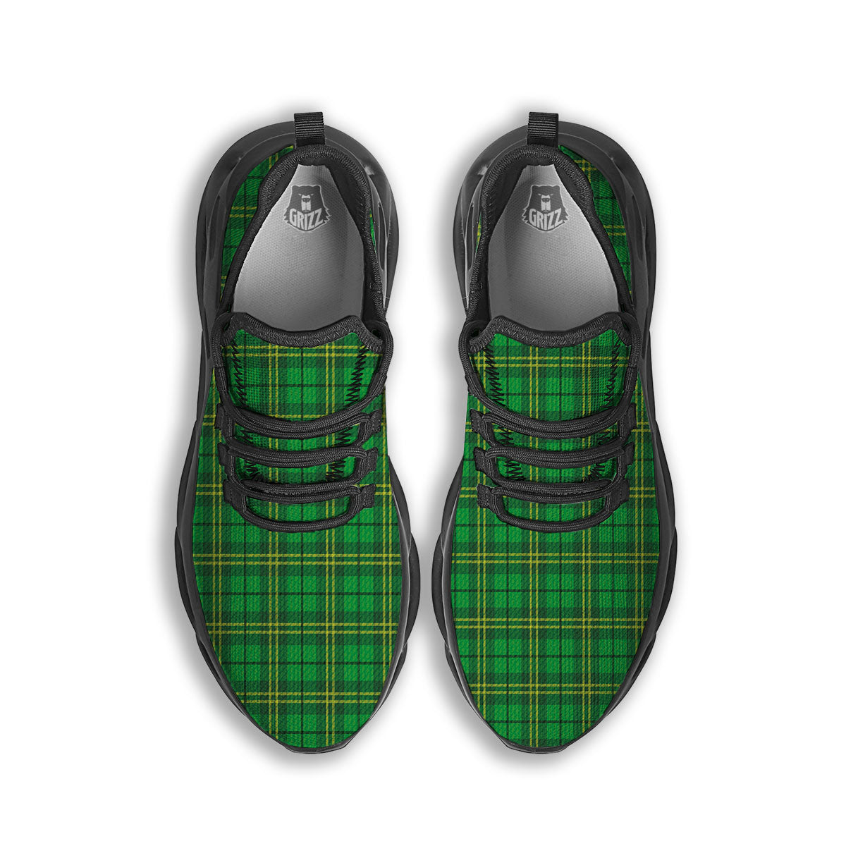 Tartan Saint Patrick's Day Print Black Running Shoes-grizzshop